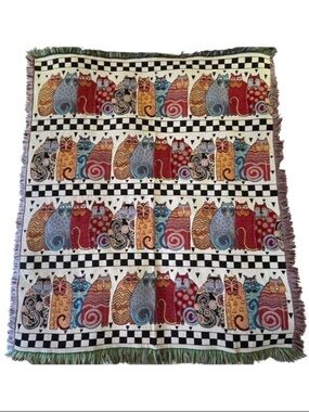 Laurel Burch Cat Tapestry in Original Packaging 50 x60 Colorful Y2K Bohemian NW